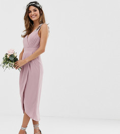 Эксклюзивное розовое платье миди для подружки невесты с запахом TFNC-Зеленый