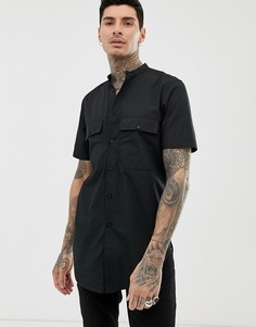Черная супердлинная рубашка классического кроя ASOS DESIGN-Черный