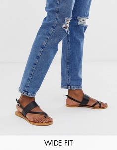 Кожаные сандалии для широкой стопы ASOS DESIGN-Черный