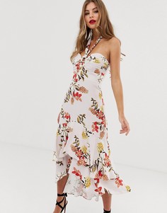 Асимметричное платье халтер с цветочным принтом Forever New-Мульти