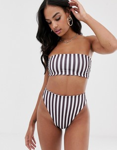 Бикини-топ бандо в коричневую полоску Missguided-Белый