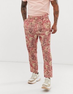 Суженные книзу брюки с принтом ASOS DESIGN-Красный