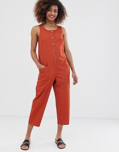 Комбинезон без рукавов на пуговицах ASOS DESIGN-Коричневый