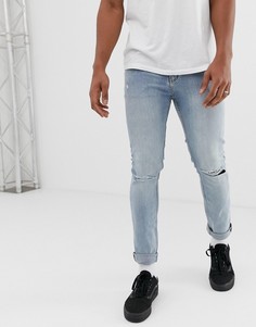 Облегающие джинсы с рваными коленками Cheap Monday-Синий