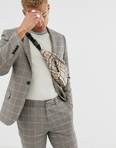 Пиджак скинни в коричневую клетку ASOS DESIGN-Коричневый