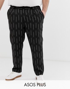 Черные укороченные брюки зауженного кроя в полоску ASOS DESIGN Plus-Черный