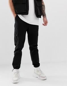 Черные суженные книзу брюки карго ASOS DESIGN-Черный