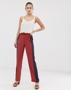 Широкие брюки с контрастными вставками с принтом Brave Soul gitta-Красный