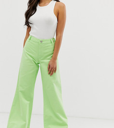 Светло-зеленые неоновые джинсы с широкими штанинами ASOS DESIGN Petite-Зеленый