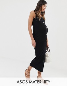 Платье макси в рубчик ASOS DESIGN Maternity-Черный