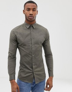 Зеленая рубашка из поплина облегающего кроя River Island-Зеленый