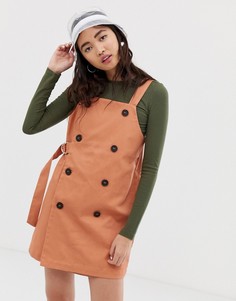 Платье-комбинезон с поясом Monki-Бежевый