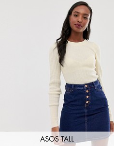 Джемпер в рубчик ASOS DESIGN Tall-Светло-бежевый