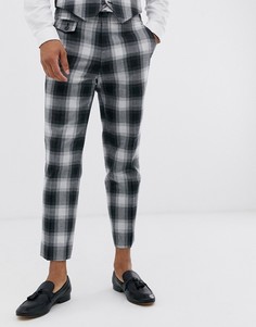 Серые укороченные узкие брюки в клетку ASOS DESIGN-Серый