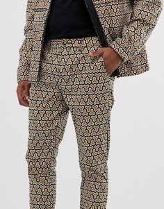 Укороченные брюки скинни с геометрическим принтом ASOS DESIGN-Золотой