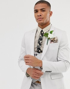 Серый эластичный пиджак скинни из хлопковой ткани ASOS DESIGN wedding