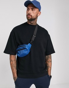 Черный oversize-свитшот с короткими рукавами ASOS DESIGN