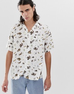 Кремовая рубашка с короткими рукавами Carhartt WIP Club Pacific-Кремовый