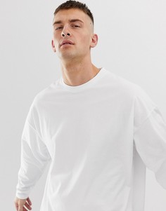 Белый oversize-лонгслив с круглым вырезом ASOS DESIGN