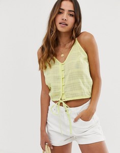 Топ на бретельках с узором в клетку ASOS DESIGN-Желтый