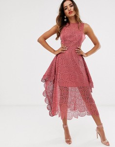 Ажурное платье миди ASOS DESIGN-Мульти