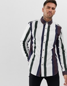 Бордовая рубашка классического кроя в полоску New Look-Красный