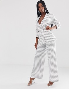 Белые широкие брюки в тонкую полоску ASOS DESIGN-Мульти