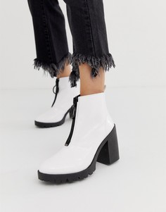 Белые лакированные ботильоны на каблуке с крокодиловым узором ASOS DESIGN-Белый