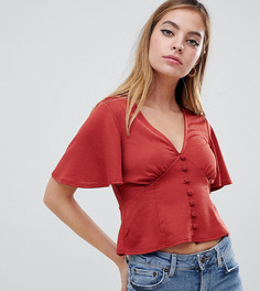 Красная блузка с рукавами \ангел\" Miss Selfridge Petite-Оранжевый