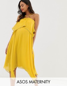 Двухслойное платье миди с кольцом ASOS DESIGN Maternity-Зеленый