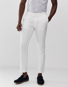 Серовато-бежевые льняные брюки скинни Burton Menswear-Кремовый