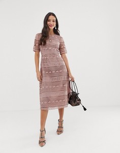 Кружевное платье миди ASOS DESIGN Premium-Розовый