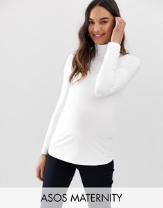 Белый лонгслив с высоким воротником ASOS DESIGN Maternity