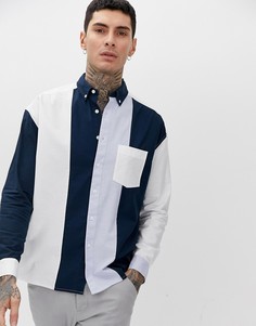 Оксфордская oversize-рубашка со вставками ASOS DESIGN-Мульти