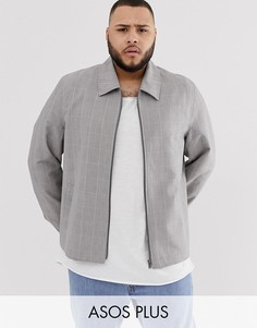 Серая куртка на молнии в клетку ASOS DESIGN Plus-Серый