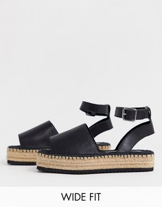 Кожаные эспадрильи на платформе для широкой стопы ASOS DESIGN Jacoba-Черный