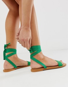 Сандалии с завязками ASOS DESIGN Flawless-Зеленый