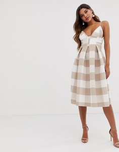 Платье миди для выпускного в клетку ASOS DESIGN-Мульти