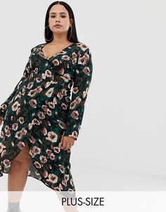 Платье миди с запахом и цветочным принтом Missguided Plus-Мульти