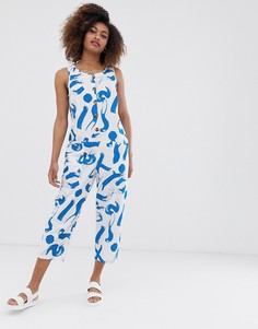 Комбинезон без рукавов, на пуговицах и с принтом ASOS DESIGN-Мульти