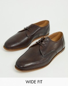 Коричневые туфли для широкой стопы с тиснением и шнуровкой H by Hudson Crayford-Коричневый