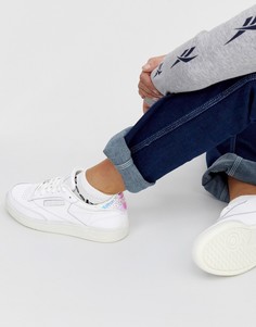 Белые кроссовки с голографической отделкой Reebok Club C 85-Белый