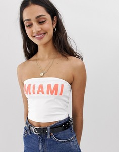 Кроп-топ из органического хлопка с принтом \Miami\" ASOS DESIGN-Белый