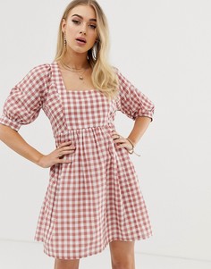 Свободное платье мини в клетку ASOS DESIGN-Мульти