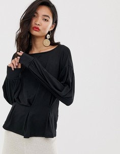 Топ со сборками на поясе Vero Moda-Черный