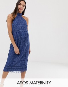 Кружевное платье-футляр миди с кроп-топом ASOS DESIGN Maternity-Мульти