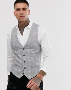Серый жилет в клетку River Island wedding