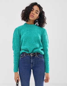 Джемпер крупной вязки с декоративной строчкой ASOS DESIGN-Зеленый