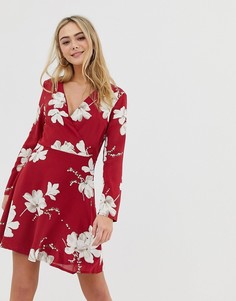 Платье с запахом и цветочным принтом Parisian-Красный