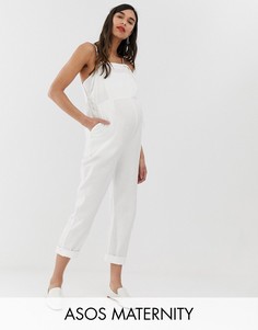Повседневный комбинезон на бретельках ASOS DESIGN Maternity-Кремовый